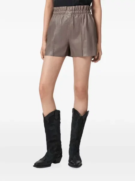 Pantaloni scurți Allsaints din piele maro