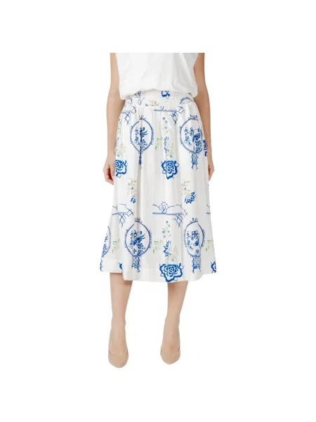 Fustă midi Ichi până la genunchi albastru