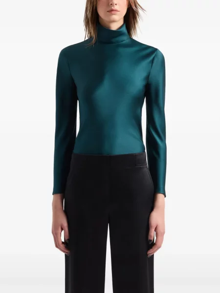 Šilkinis palaidinė be rankovių Giorgio Armani žalia