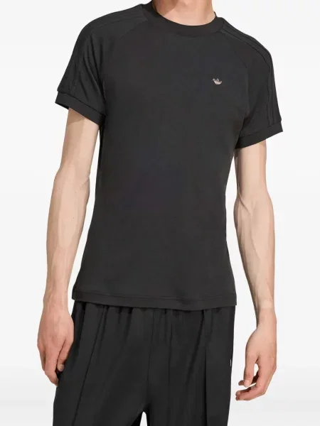 Cămașă Adidas cu dungi cu broderie clasică gri
