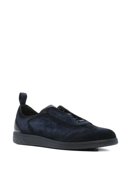 Sneakerși Santoni din piele de căprioară slip-on albastru