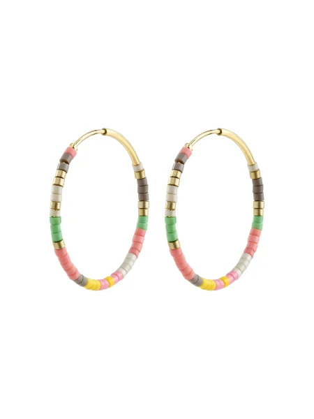 Pilgrim Uhani Alison / zlata / svetlo zelena / roza rumena