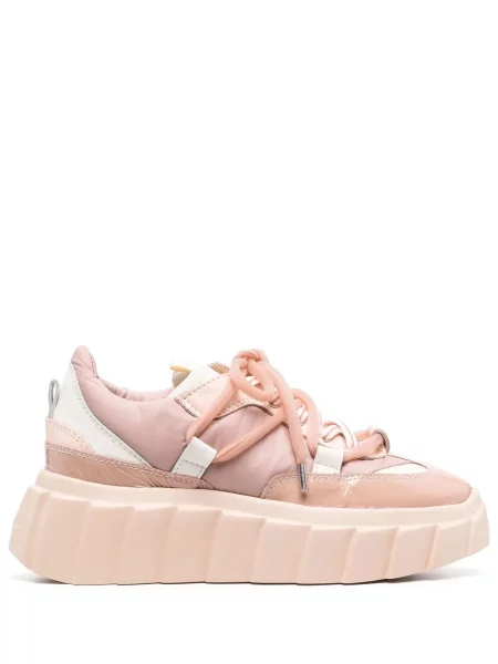 Sneakerși Agl cu șireturi cu platformă din dantelă roz
