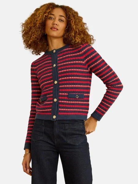 Love & roses Pletena jopa ecru / mornarska rdeča