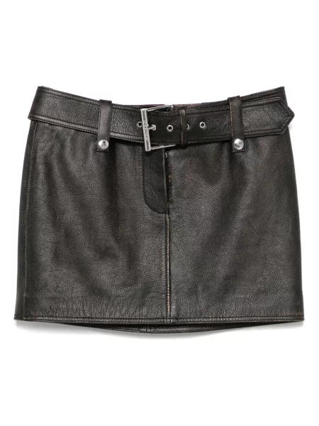 Fustă din piele Alexander Mcqueen maro
