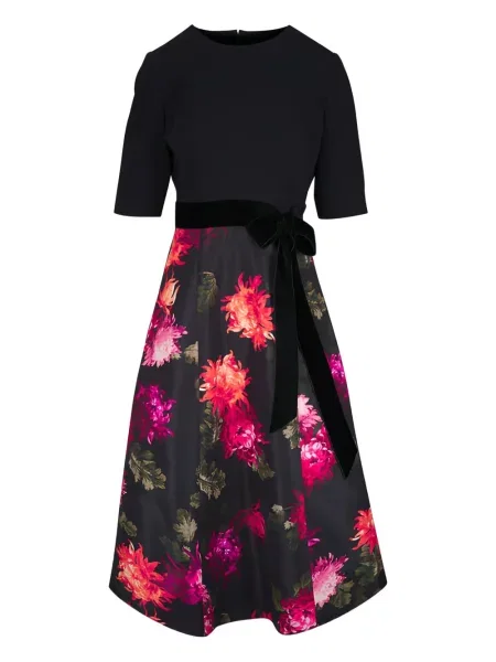 Rochie midi Carolina Herrera cu model floral cu imagine până la genunchi negru