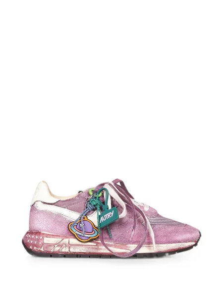 Sneakerși Autry cu șireturi zdrențuiți din dantelă roz