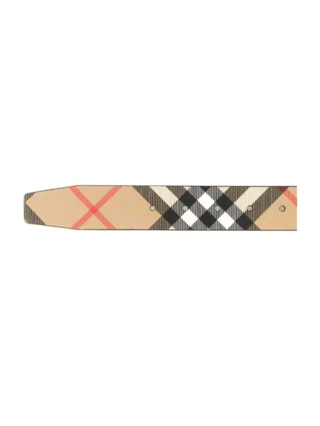 Pasek Burberry skórzany w kratę z nadrukiem