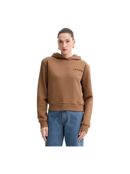 La Mania Bluza z kapturem z bawełną LIO brązowa