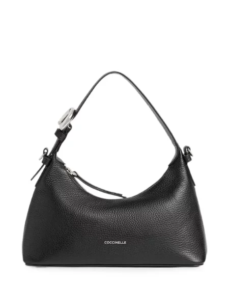 Geantă shopper Coccinelle din piele cu cataramă negru