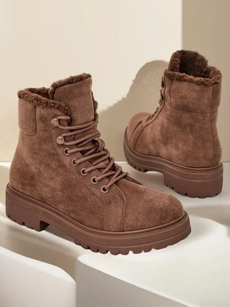 Cropp cizme scurte Resti cu șireturi din dantelă maro