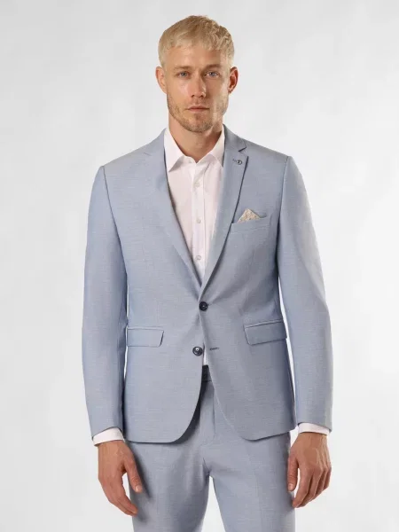 Finshley & Harding London kurtka modułowa Brixdon Mężczyźni Slim Fit niebieski jednolity 44