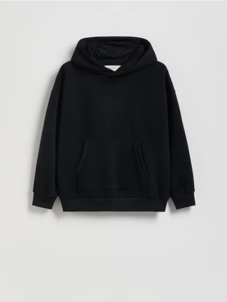 Reserved Bluza oversize z kapturem czarny