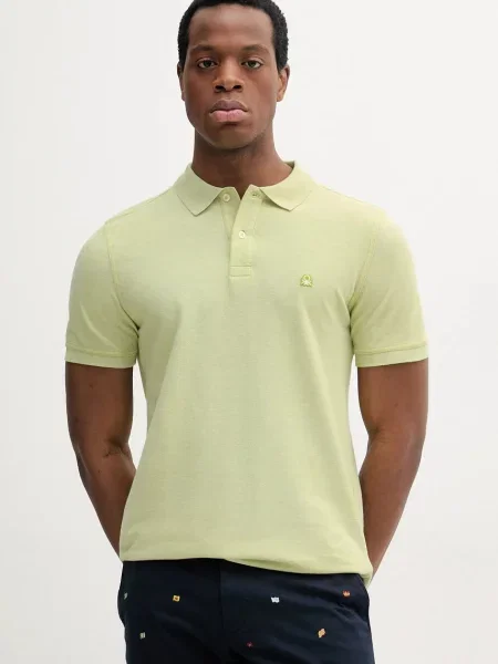 Bombažen polo United Colors of Benetton zelena