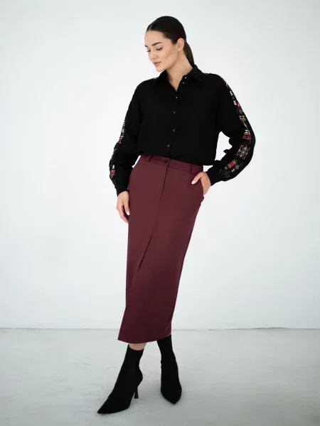 Спідниця міді Едельвіка бордовий