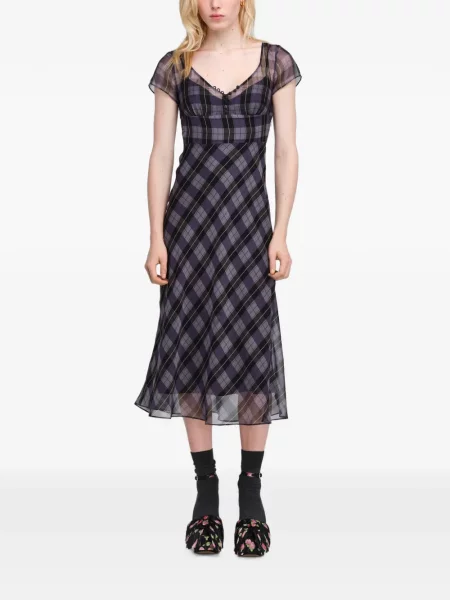 Rochie midi Marc Jacobs din șifon în carouri violet