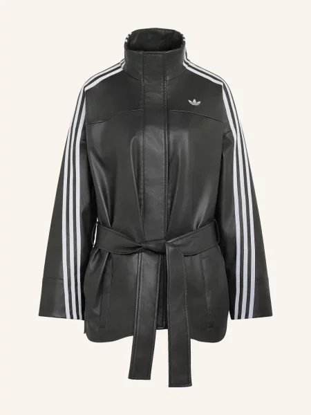 Adidas Originals Bunda V Koženém Vzhledu černá bílá