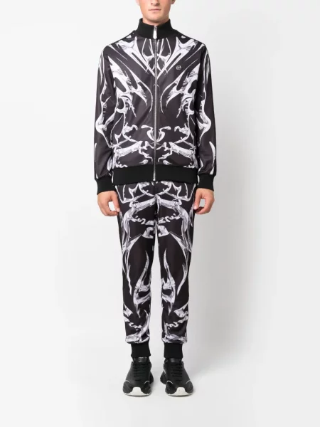 Spodnie Philipp Plein w abstrakcyjne wzory do biegania czarne