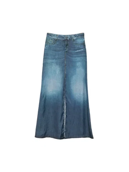 Długa spódnica jeansowa Liu Jo z nadrukiem niebieska