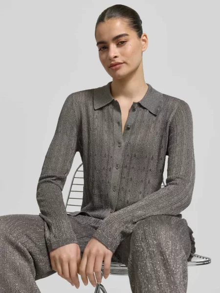 Koszulka z dzianiny z kołnierzykiem polo i pełną listwą guzikową Jake*s Collection