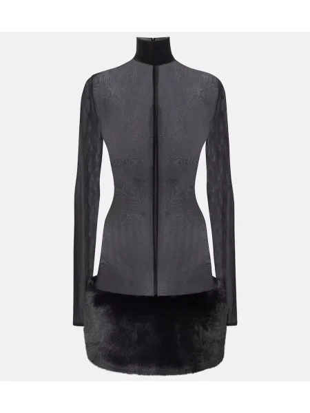 Przezroczysta sztuczne futro sukienka Magda Butrym czarna