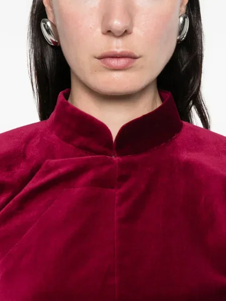 Bluză Comme Des Garçons cu guler de stand-up roșu