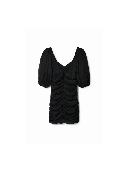 Mała mały sukienka mini Desigual z krótkim rękawem czarna