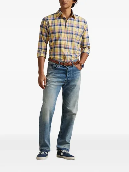 Dlouhá pruhovaná s límcem kšiltovka Polo Ralph Lauren modrá