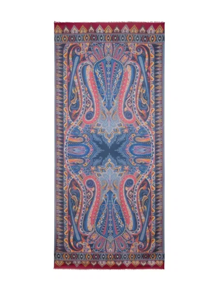 Fular Etro cu model floral albastru