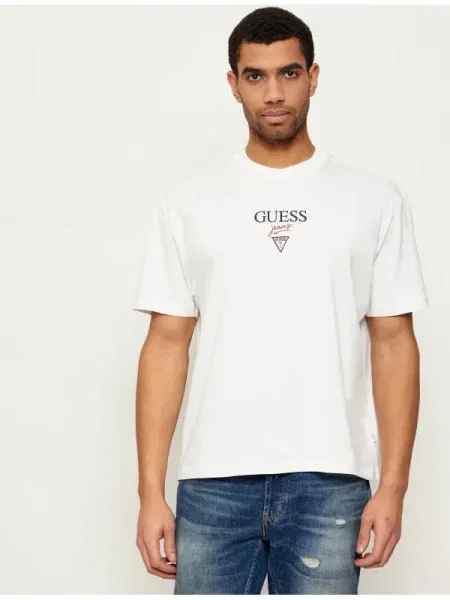 Guess Jeans Tricou BAKER | Oversize fit alb
