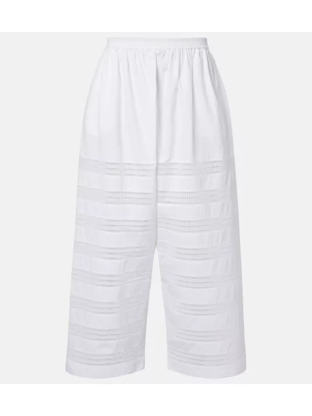 Pantaloni culottes Alaïa din poplin alb
