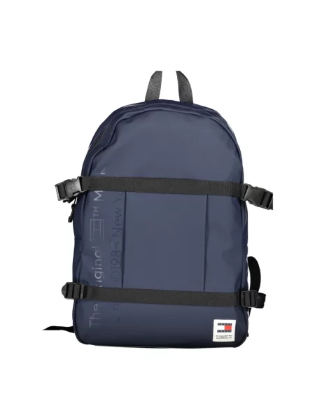 Duży lniany plecak Tommy Jeans niebieski