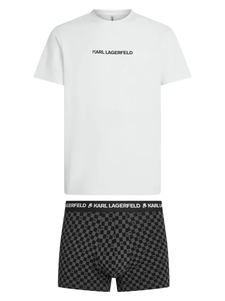 Karl Lagerfeld Pijama scurtă gri / negru alb