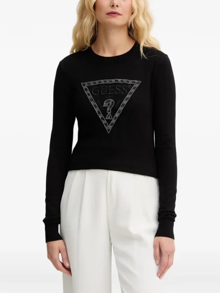 Top Guess din jerseu cu autograf negru