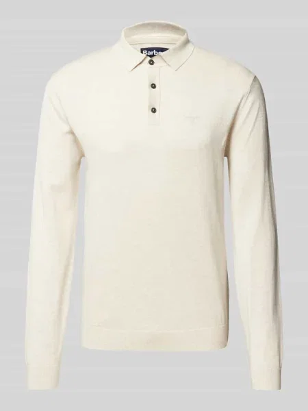 Sweter z dzianiny z kołnierzykiem polo model ‘Bassington’ Barbour