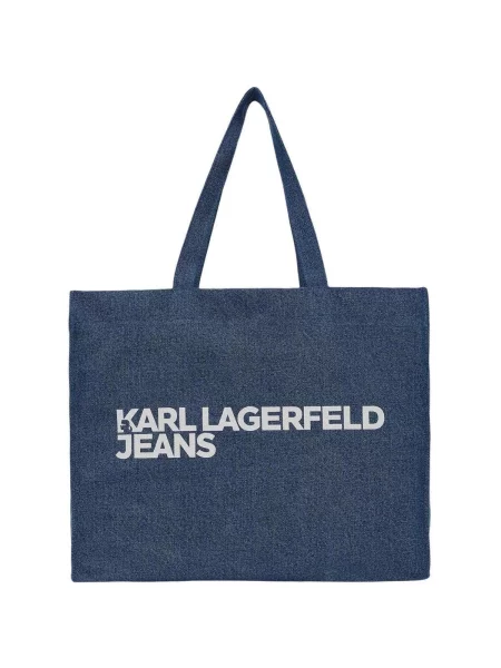 Shopper táska Karl Lagerfeld Jeans autogrammal kék