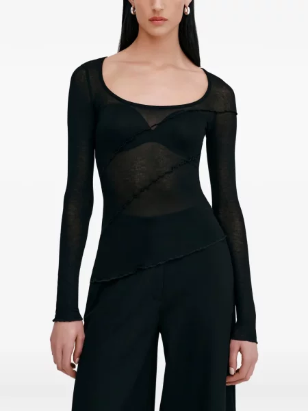 Top Marcella transparente negru
