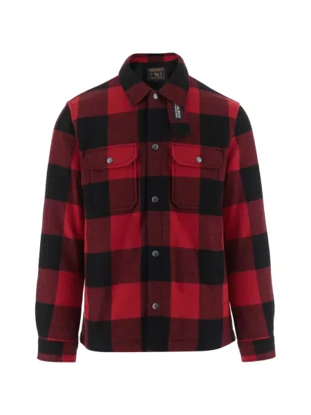 Geacă cămașă Woolrich de lână în carouri roșu