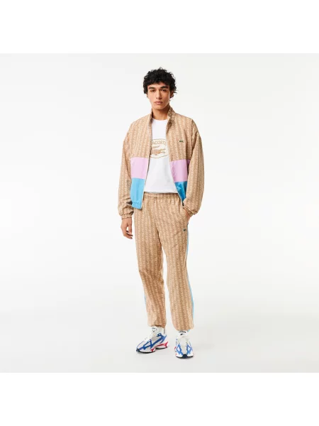 Lacoste Spodnie Dresowe Regular Fit Monogram Beige beżowe