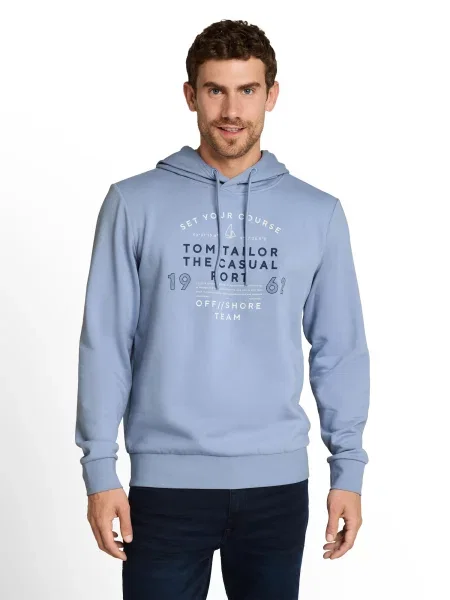 TOM TAILOR Mikina námornícka modrá / svetlomodrá biela