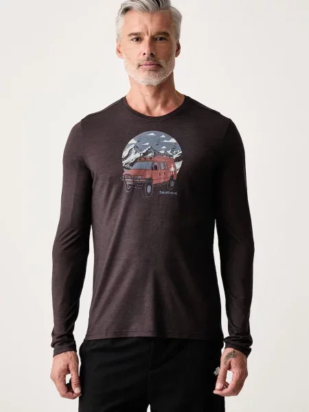 Tricou cu mânecă lungă Smartwool de lână maro