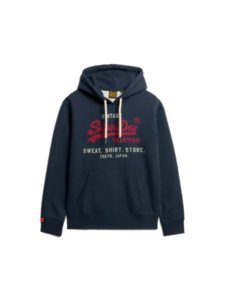Bluza z kapturem Superdry retro z logo niebieska