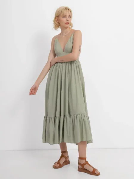 CHER INTERTOP Сукня максі Оливковий Без підкладки