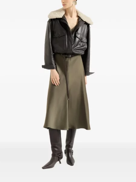 Rochie Brunello Cucinelli din satin evazată verde