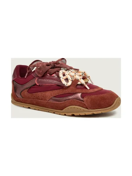 Pinko Sneakers YULIA 01 | piele întoarsă bordo