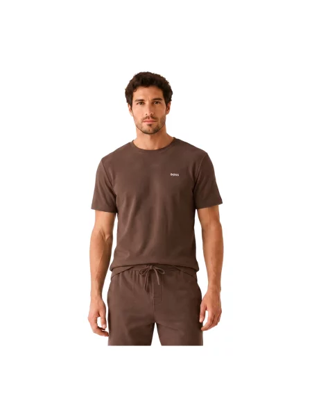 T-shirt Hugo Boss Pyjama T-Shirt With Embroidered Logo Dark Brown S brązowa