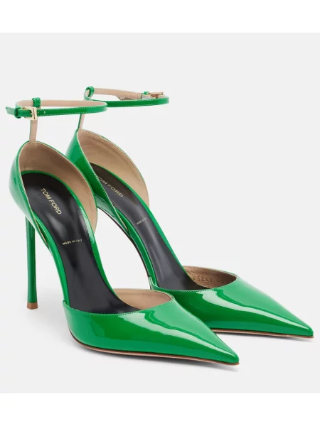 Pantofi cu toc Tom Ford din piele de lac verde