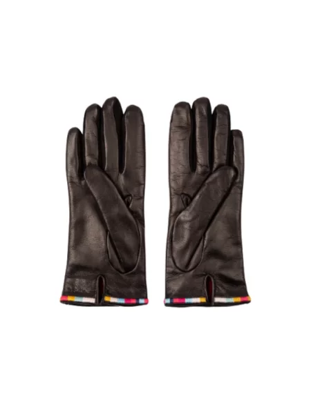 Rękawiczki Paul Smith skórzane w paski czarne