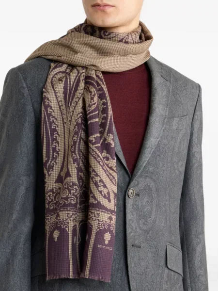 Fular Etro de lână cu imagine cu model pepito violet