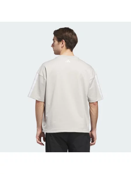 Krátký mikina bez kapuce Adidas s krátkými rukávy béžová